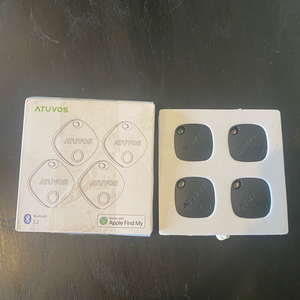 ATUVOS Luggage Tracker Smart Key Finder IOS Waterproof IP67 Air Tag 4Pack